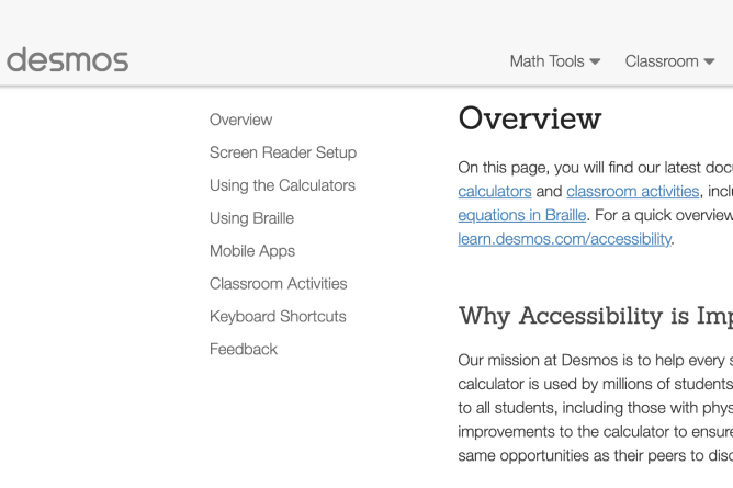 Accessibility Page. Screenshot.