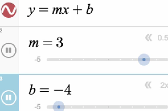 Graphing Calculator Expression Line With Sliders Shown. Screenshot.
